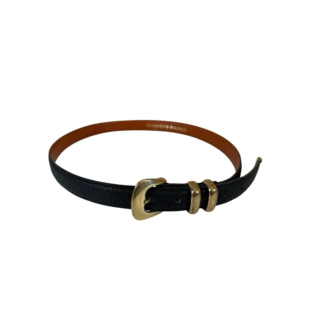 Dooney & Bourke All Weather Leather Belt Black Gold Tone Buckle Large 34-36